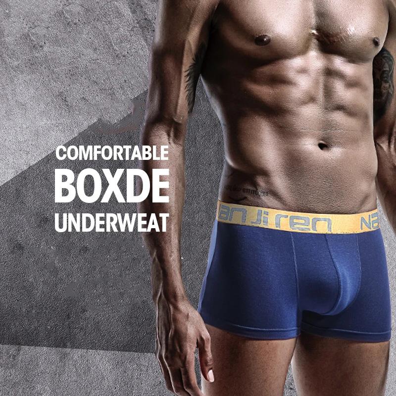 4 Packs Men's Underwear Comfortable Boxer Shorts Four-corner Shorts Panties Modal Soft and Breathable Underpants for Young Student Waistband Underwear