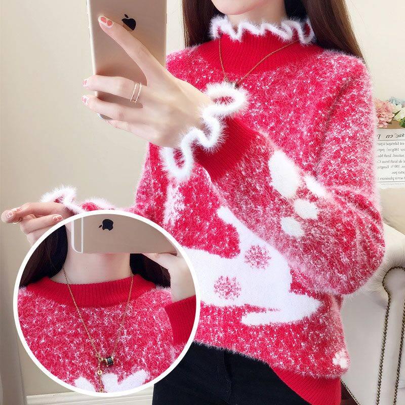 Sweater Women Pullovers Long Sleeve Pull Femme Turtleneck Women Sweaters Pullovers Chirstmas Sweater