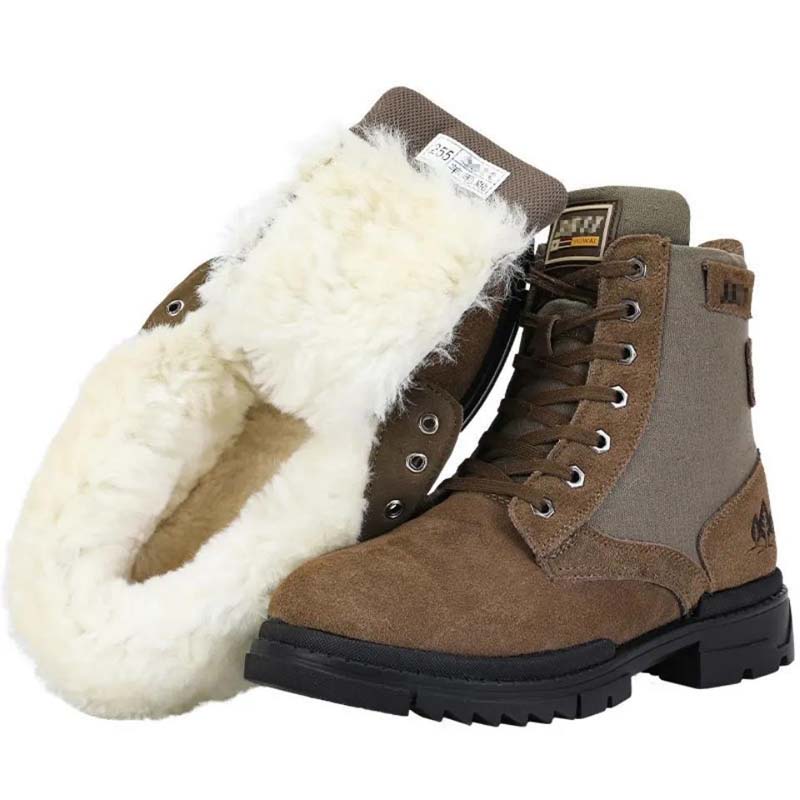 Thick Wool Boots Winter Fur Warming Snow Boots Leather Boots