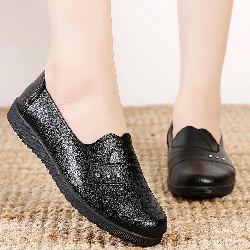 2021 Women Flats Woman Leather Breathable Moccasins Women Boat Shoes Ballerina Ladies Casual Shoes