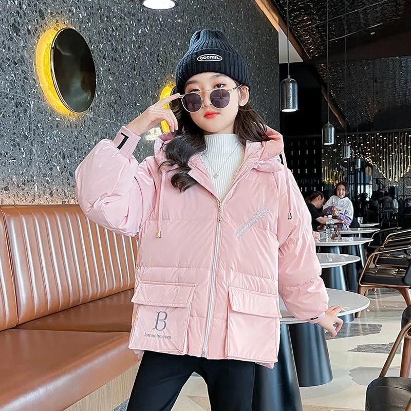 Girls' Winter Padded Down Jacket Bright Leather Disposable Light Cotton Clothing Short Thermal Padded Jacket