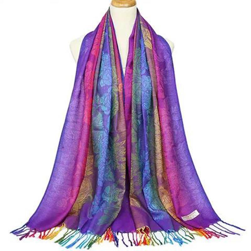 Scarf Women's Dual-use Versatile Shawl Silk Scarf Warmth and Thick Ultra-long Ethnic Style Scarf Thin Sunscreen All-match Autumn and Winter