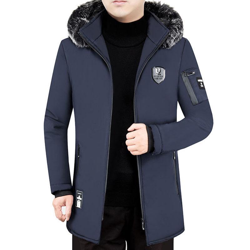 Coat Men's Winter Coat Plus Cotton Thick Big Fur Collar Cotton Coat Korean Warm Cotton Jacket for Men