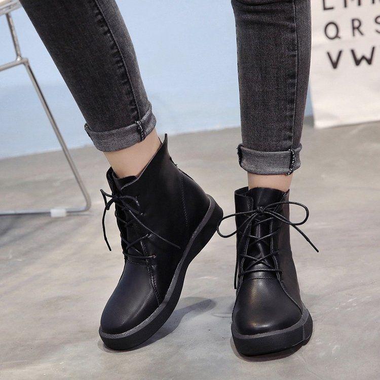 Retro Martin Boots Female British Style Boots Short Boots Flat Women's Boots Ladies Motorcycle Boots