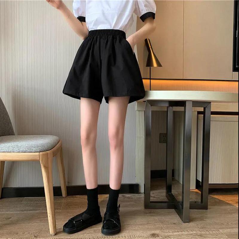 High-waisted Thinner A-line Wide-leg Casual Shorts Women's Elastic Waist Loose Shorts Large Size Women's Adjustable Waist Shorts