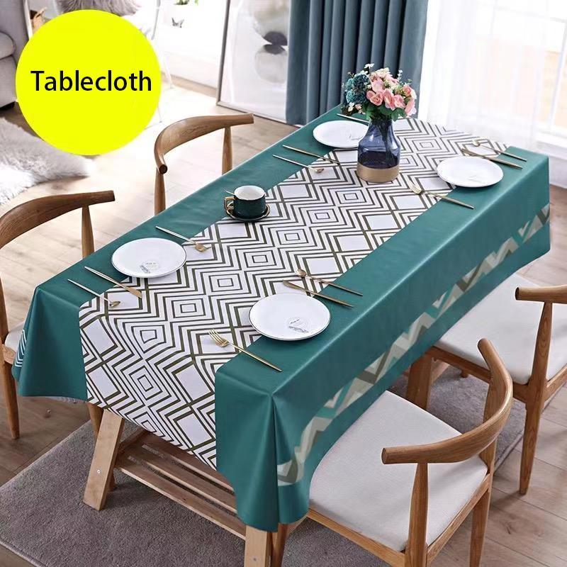 Tablecloth Waterproof Oil-proof Wash-free and Anti-scald Rectangular Table Tea Table Cloth Desk Mat PVC Rectangular Home Table Mat