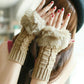 Women's Winter Plush Gloves Woolen Knitted Thickened Arm Sleeves Fake Sleeves Fingerless Mittens Half-finger Lengthened Hand Wrist Warmer Gloves