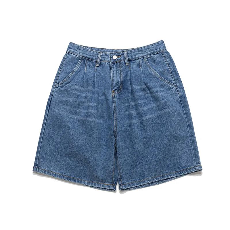 High Street Loose Wash Water To Make Old Broken Hole Beggar Style Casual All-match Denim Shorts High Waist Five-point Pants Pants Men's Trend