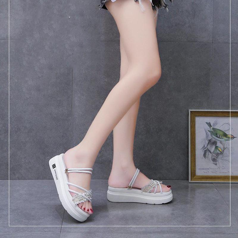 Two Wear Women's Summer Sandals All-match Thick-soled Height-increasing Shoes Fashion Students Wear Sandals and Slippers Outside