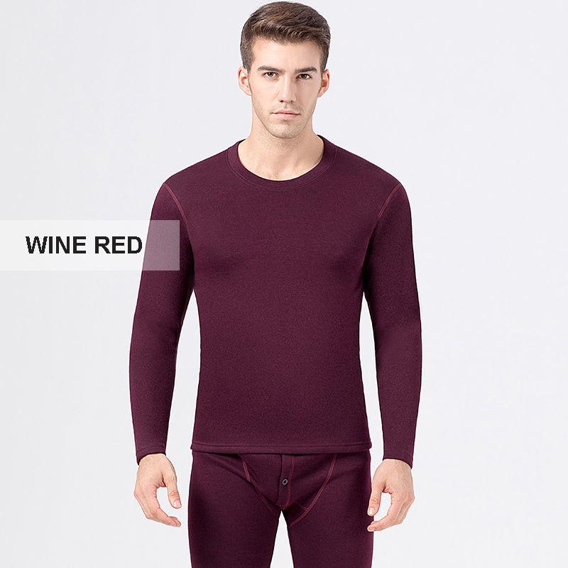 Thermal Underwear Men's Round Neck Plus Velvet Thickening Warm Soft Dense Velvet Composite One Thermal Underwear Suit In Winter