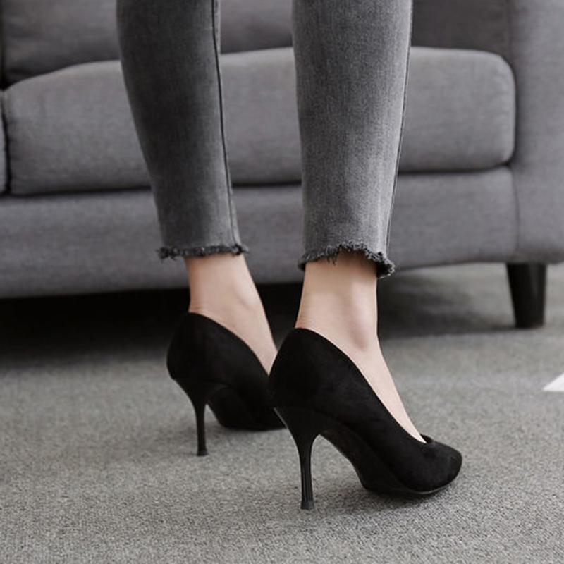 High Heels Female Stiletto Black Pointed Toe French Girl Temperament Spring and Autumn Girl Shallow Mouth Single Shoes Summer