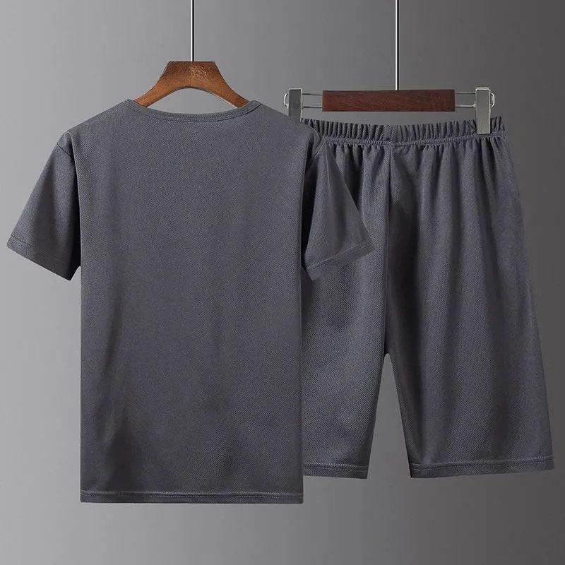 Ice Silk Shorts Suit Men's New Summer Sports Casual Loose Pants Korean Version Trend Short-sleeved T-shirt Suit