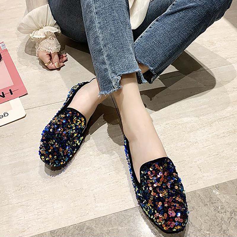 Rhinestone Society Women's Shoes Spring and Summer Korean Style One-legged Peas Shoes Pumps