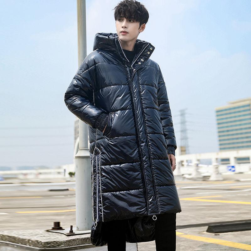 Fashion Trend Hooded Men's Down Jacket Autumn and Winter Plus Velvet Thick Warm White Duck Down Long Male Jacket