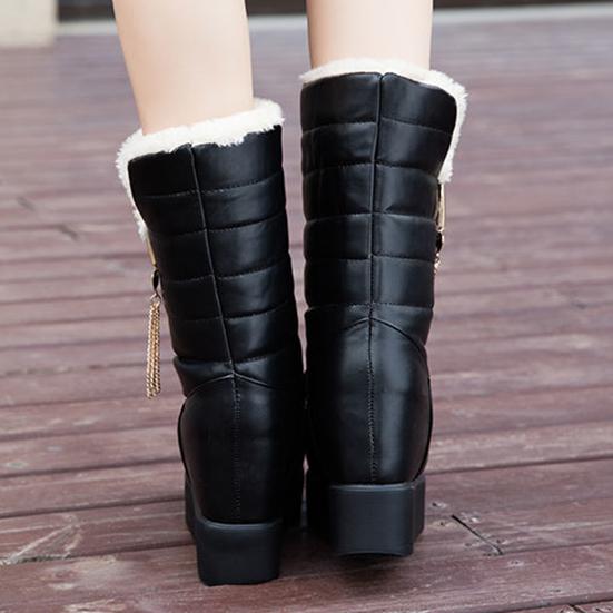 Winter Snow Boots Women's Middle-top Boots Korean Version Thickened Warm Women's Boots Inner Heightening Cotton Boots