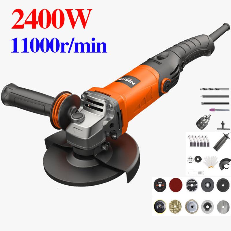 2400W Powerful 6-Speed Angle Grinder Deluxe Set Cord Cutter Polisher Handheld Power Tool 11000R