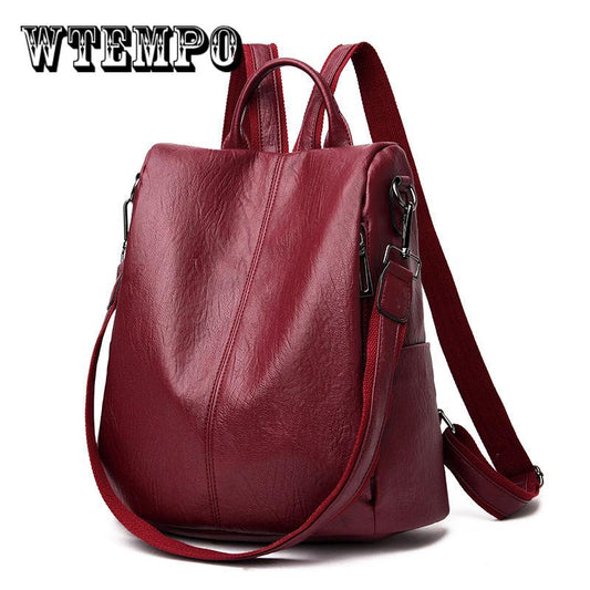 Women Backpack Leather School Bags for Teenager Girls Female Preppy Style Small Backpack