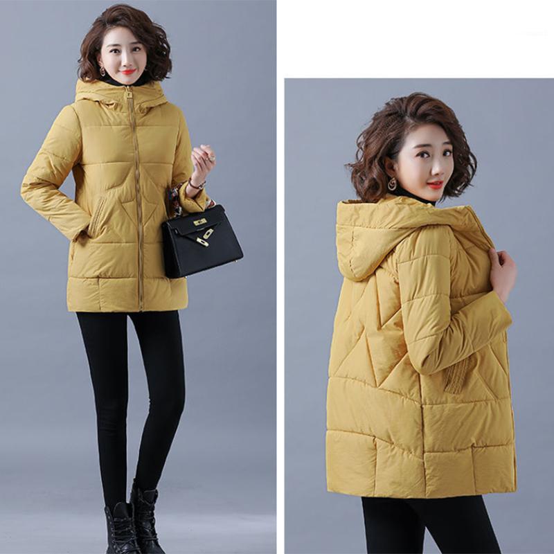 Women's Mid-length Down Jacket Winter Korean Loose Cotton Clothes Casual Hooded Padded Jacket