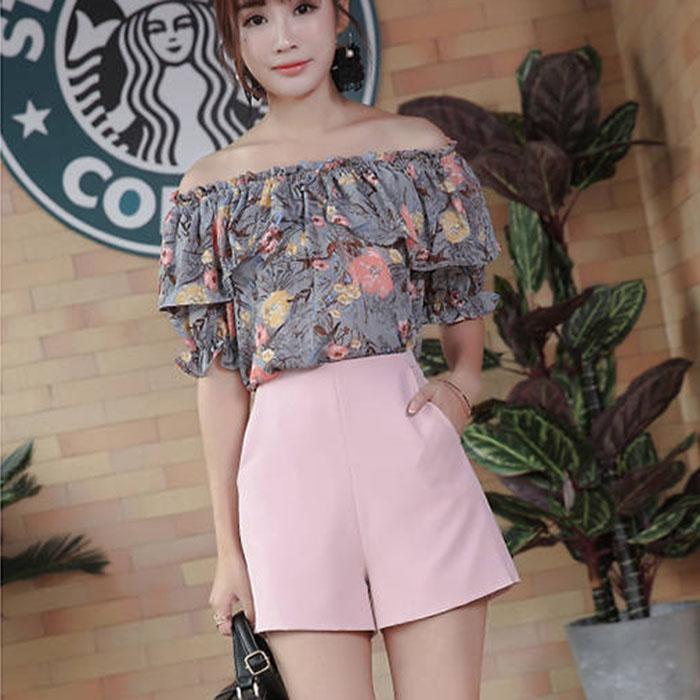 Pofulove Summer Women High Waist Chiffon Wide Leg Shorts Students Casual Thin Mini A-line Pants