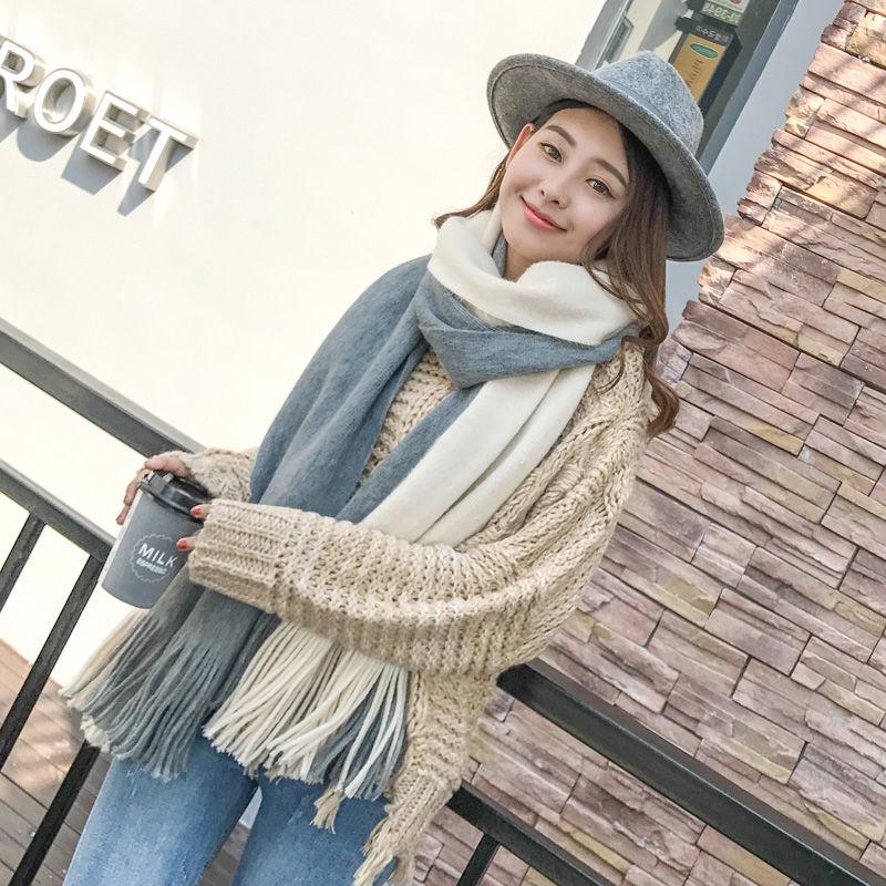 Scarves Scarf  Women's Knnitted Scarf Men's Winter Cashmere Couple Thick Wool Scarf Lovers Gift