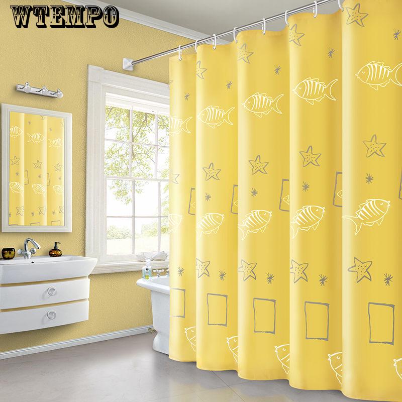 Curtain Fabric Shower Curtain Fabric Waterproof Padded Partition Shower Curtain Set Free Perforated Telescopic Rod Bathroom Curtain