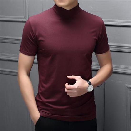 Mens Fashion T-Shirts Half Turtleneck Short Sleeve Slim Fit Basic Pullover Tees