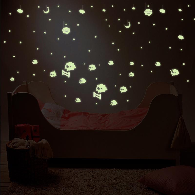 Removable self-adhesive wall sticker luminous moon stars luminous sticker waterproof wallpaper