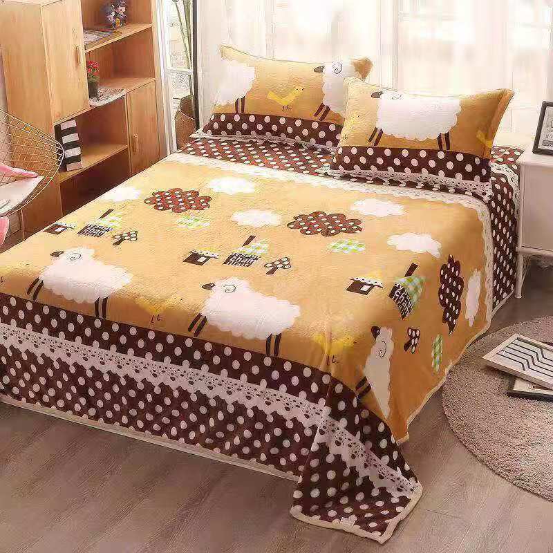 Soft Solid Blankets Flannel Blankets Thick Coral Fleece Sheets Double-sided Plush Sheets Cover Quilt Mattress