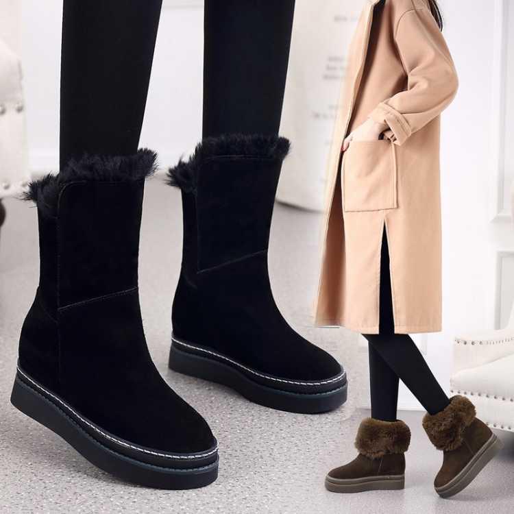 Women Snow Boots Winter Warm Fur Lined Casual Short Boots Winter Non-slip Martin Boots Size 35-40