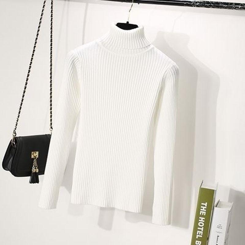 Slim Warm Turtleneck Sweater Autumn and Winter High Collar Thick Sweater Women's Wild Long Sleeves