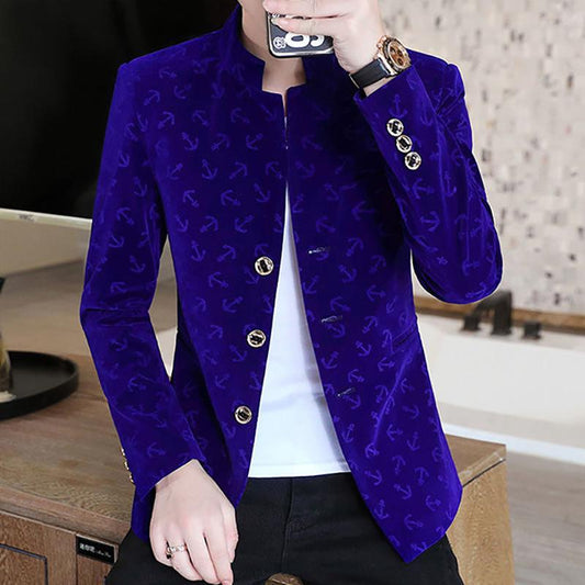 Fashion Men's Suit Korean Style Slim Casual Single Velvet Youth Suit