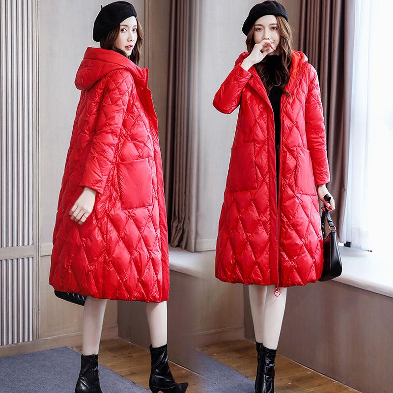 Women's Mid-length Cotton-padded Jacket Winter Over-the-knee Hooded Thick Slim-fit Padded Jacket Jacket Winter Warmth Thick Coat