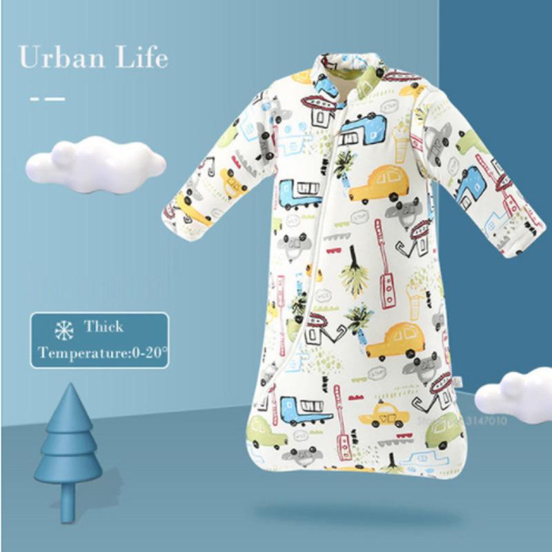 Baby Organic Sleeping Bag Detachable Long Sleeve Wearable Blanket Envelope Winter Warm Girls Boys Clothes Bedding Quilt