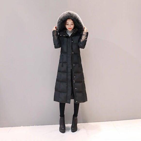 Women's Winter Hooded Cotton Coat Female Solid Color Loose Plus Size Thick Warm Long Down Jacket