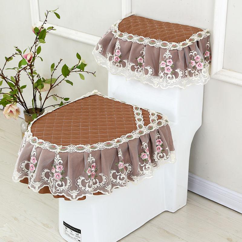 Three-piece Toilet Toilet Gasket Four Seasons Plus Velvet Warm Cushion Toilet Cover Zipper Type Toilet Cover Fabric Sticky