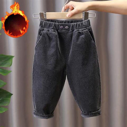 Boys' Pants Autumn Winter Baby's Autumn Boys' Pants Children's Handsome Corduroy Casual Pants Plush Pants