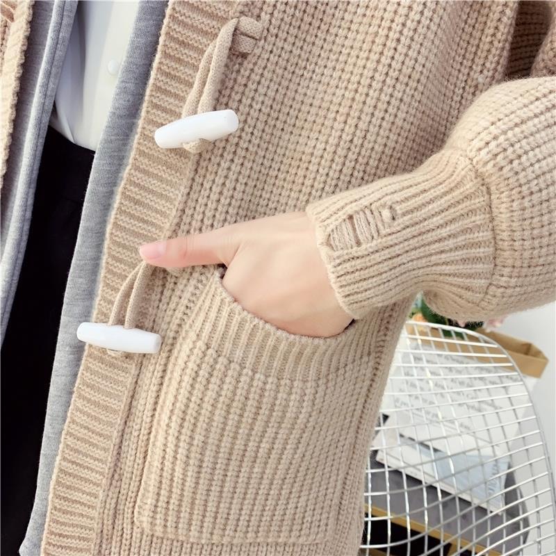 Autumn and Winter Fashion Simple Sweater Casual Cardigan Ins Style Top Mid-length Loose Female Jacket