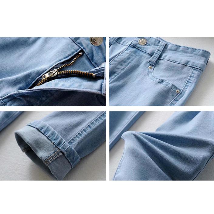 Women's Jeans High Waist Stretch Skinny Denim Trousers Streetwear Blue Vintage Washed Elastic Slim Pencil Pants Oversize