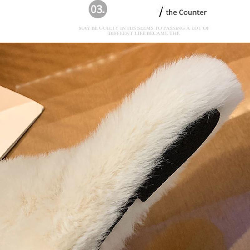 Hairy Slippers Women's Flat-bottom Non-slip Slip-on Slippers Outer Wear Thick-soled Cotton Slippers Home Warm Cotton Slippers