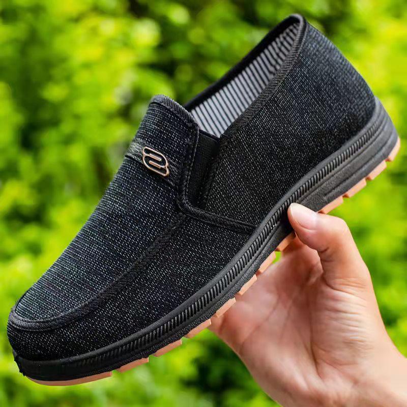 Tendon Bottom Old Beijing Cloth Shoes Men's Spring and Autumn Canvas Shoes Flat Non-slip Elderly Shoes Soft Bottom Middle-aged and Elderly Dad Shoes