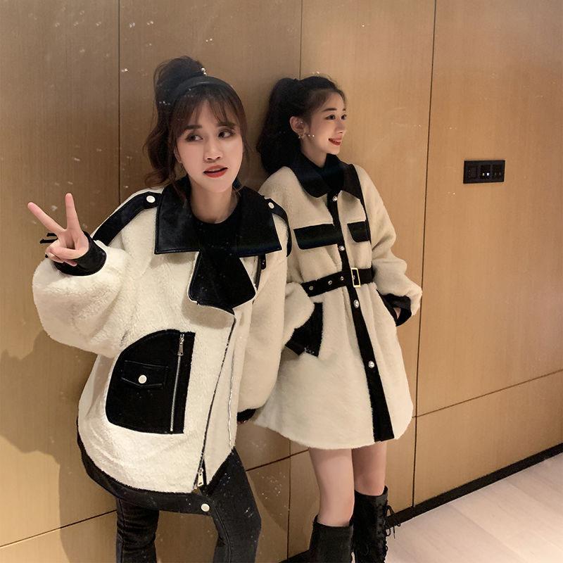 Fashion Lamb Wool Women's Coat Autumn and Winter All-match Korean Style Loose Short Fur One-piece Woolen Coat