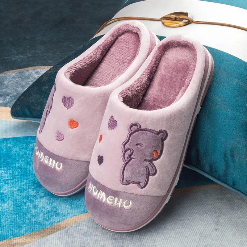 Winter Slippers Cotton Shoes Women Home Thick Fleece Warm Slippers Pink Blue Mens Plus Size Winter Slippers