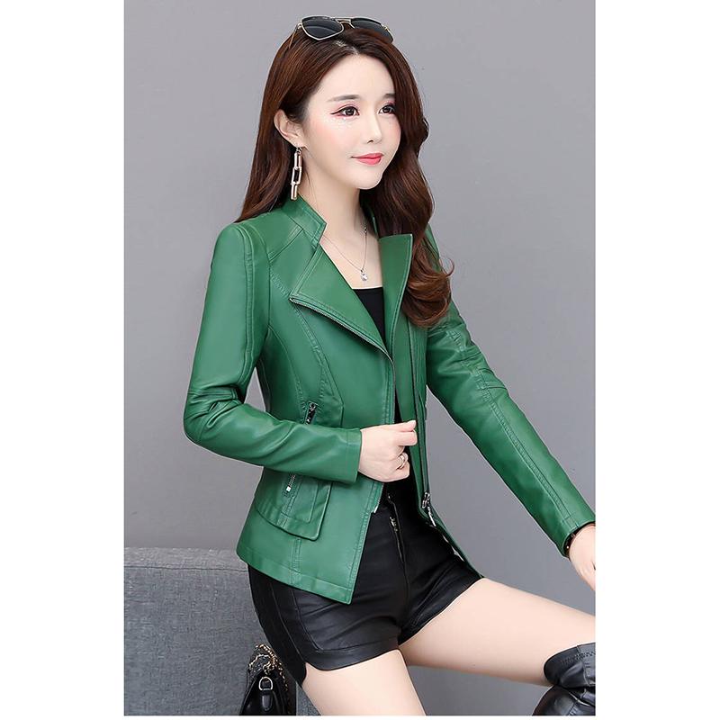 Luxurious Long sleeve Leather jacket Wild Large size Leather coat Winter Woman's Leather clothing