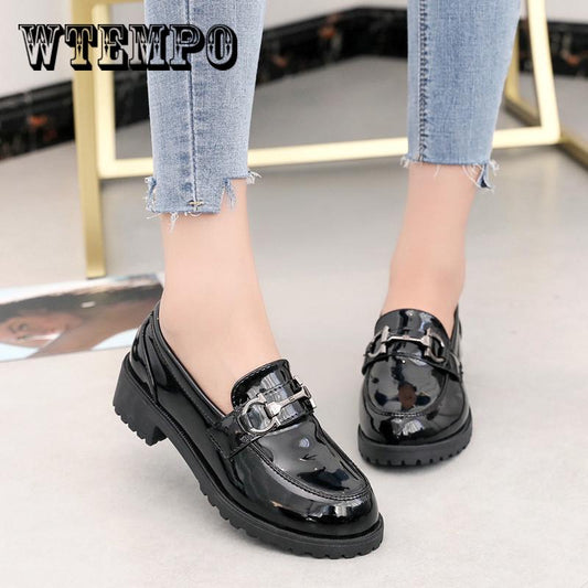 Leather  Oxford Shoes Woman Creepers Platform Shoes Female Footware Shoes Retro Leather Derby Shoes