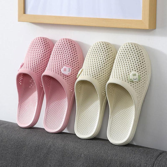 Hole Sandals Slippers Women's Summer Home Non-slip Baotou Outer Wear Bathroom Home Plastic Half-drag Summer Flat Sandals