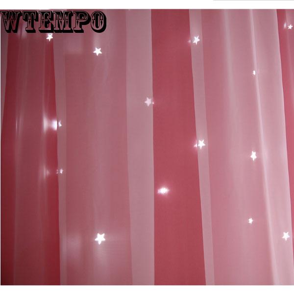 Full Blackout Curtain Princess Style Simple Modern Hollow Star Bedroom  Window Curtain