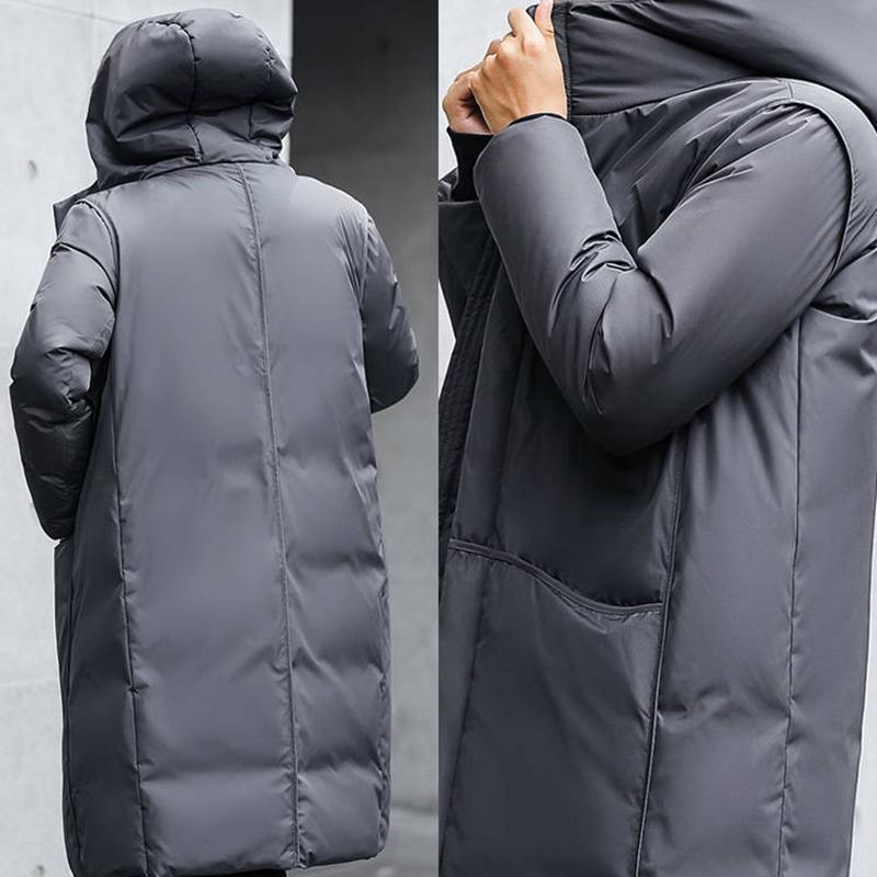 Winter Men's Down Jacket Medium Length Thickened Student Korean Coat Trend White Duck Down Handsome Coat