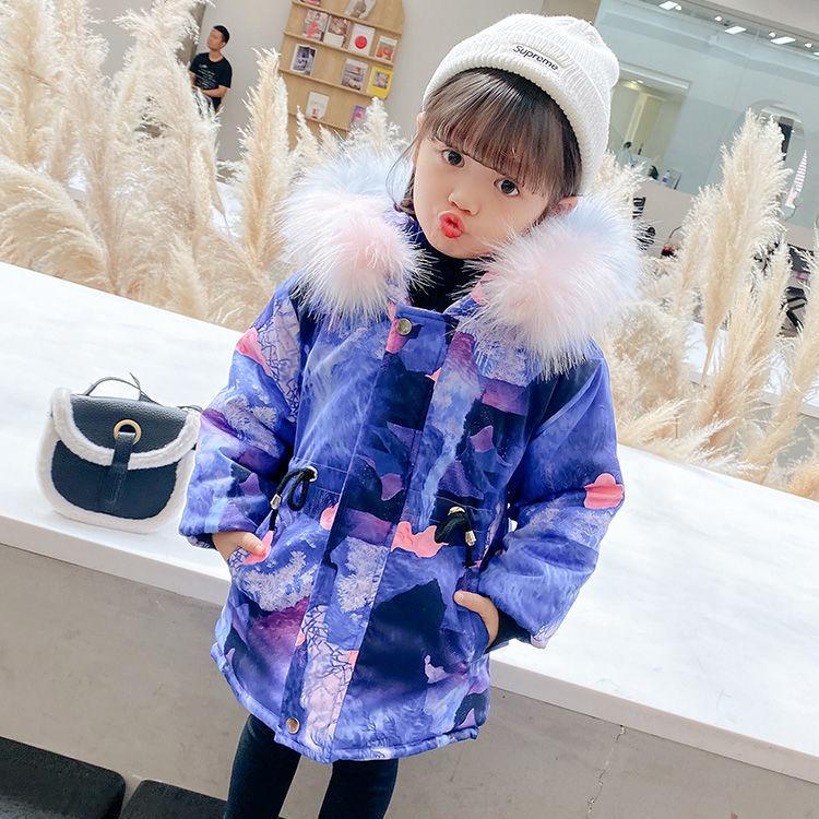 Girls Add Velvet and Thicken Warmth To Overcome Winter Mid-length Windproof Jacket