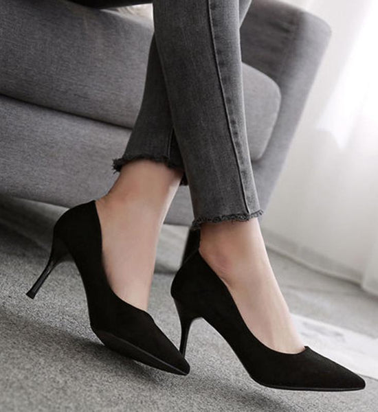 High Heels Female Stiletto Black Pointed Toe French Girl Temperament Spring and Autumn Girl Shallow Mouth Single Shoes Summer