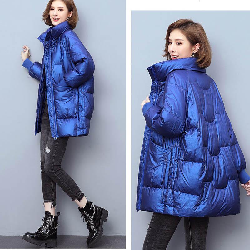 Down Padded Jacket Women Winter Thick Padded Jacket Mid-length Fashion Loose Collar Padded Jacket